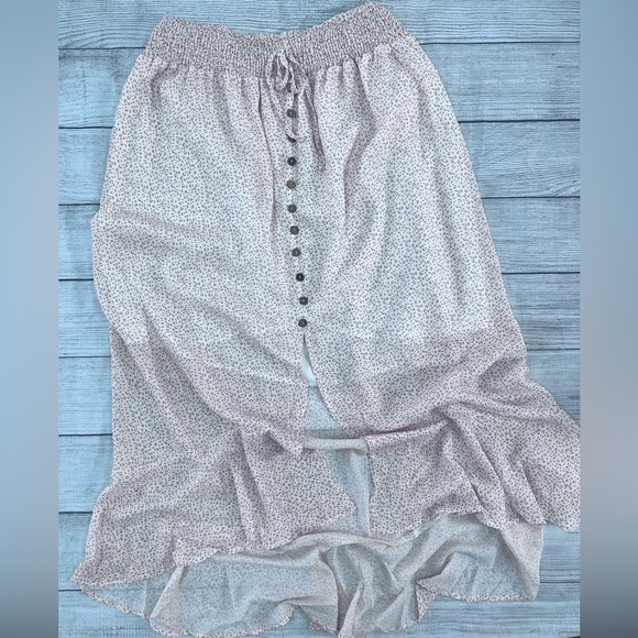 Boutique Brand Cheetah Print Button Down High Waist High Low Hem Maxi Skirt 💗 - Picture 2 of 16